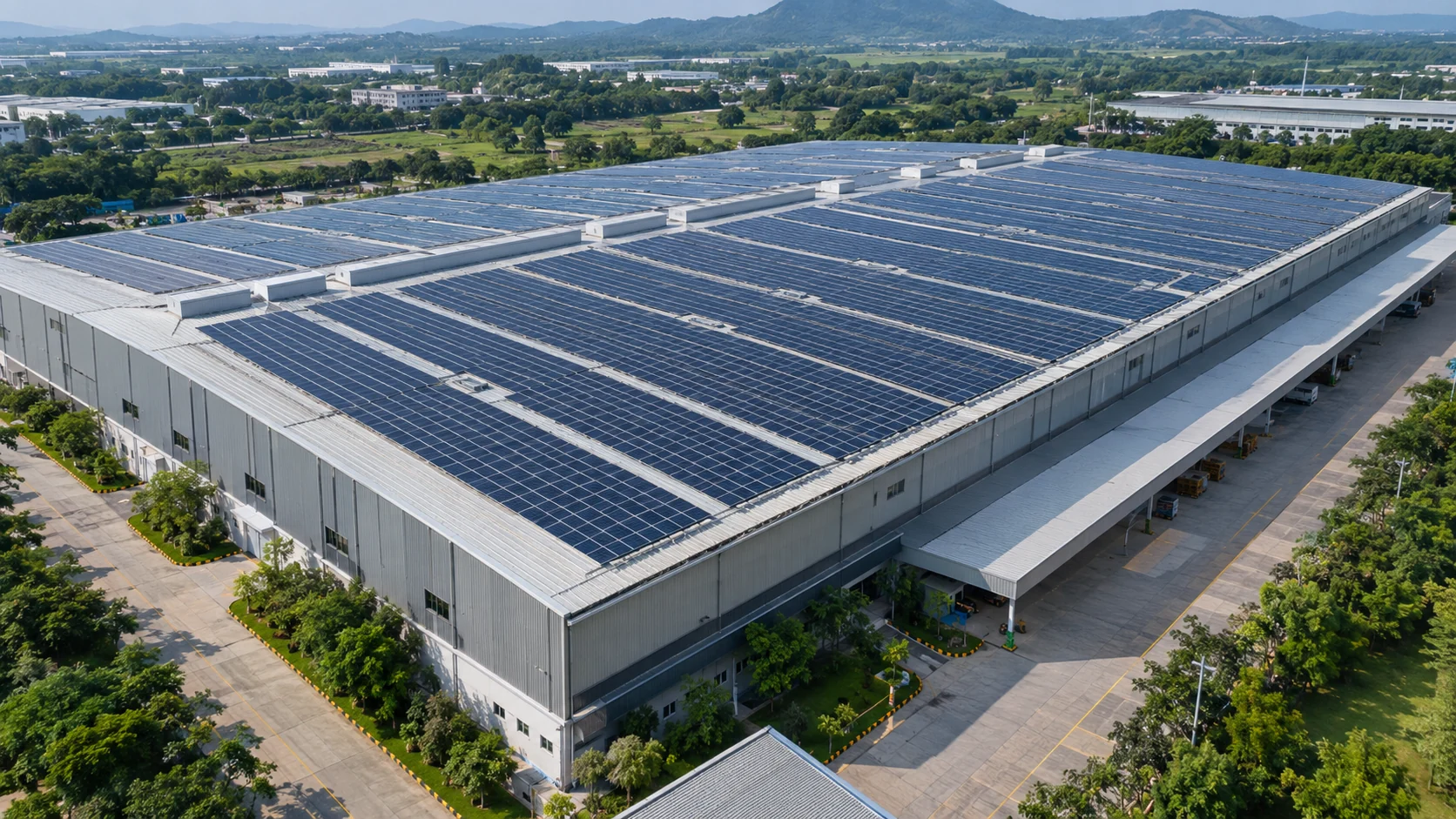 Concept industrial rooftop solar installation